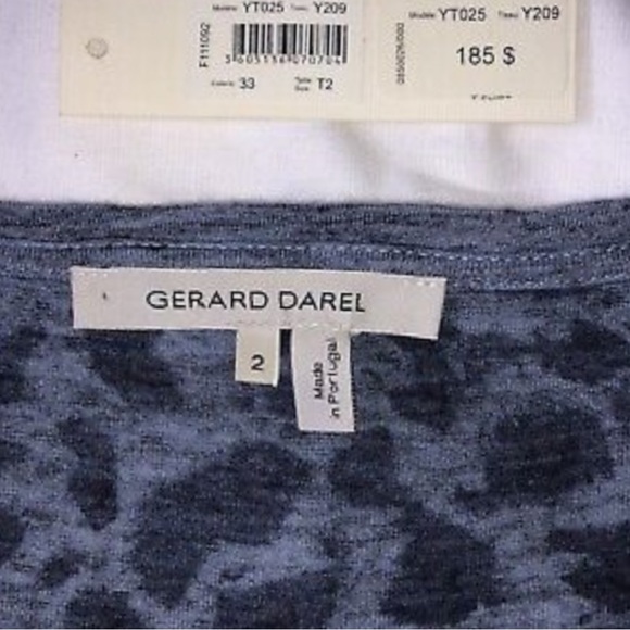 Gerard Darel Blue/Black Animal Print L/S T-Shirt - Picture 2 of 6